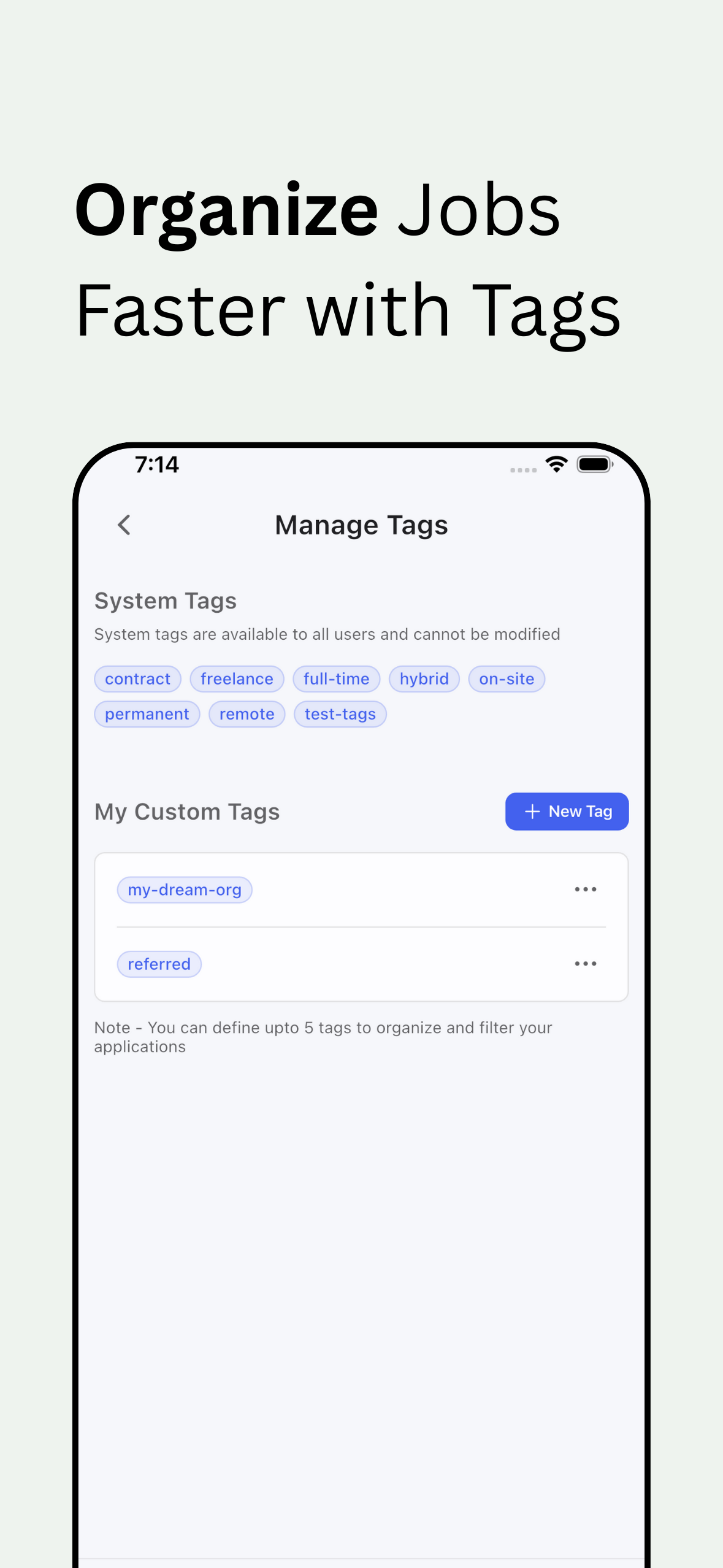 Job application details screen
